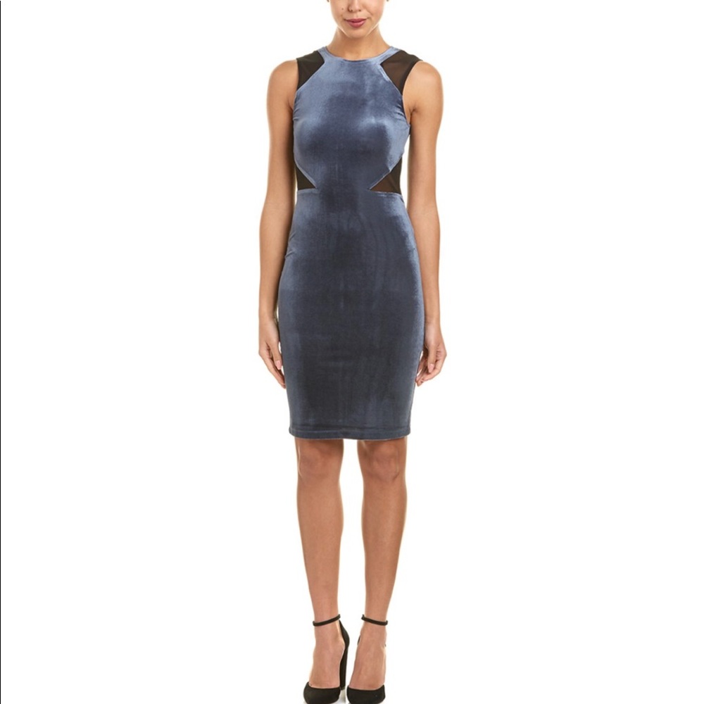French Connection Viven Blue Velvet Dress 2 6 - Picture 6 of 8